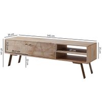 Massives TV-Board 145cm Mango Massivholz hell Fernsehschrank mit 2 Türen & Ablage Lowboard – Ansicht 3
