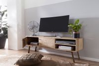 Massives TV-Board 145cm Mango Massivholz hell Fernsehschrank mit 2 Türen & Ablage Lowboard – Ansicht 2
