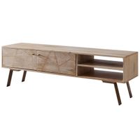Massives TV-Board 145cm Mango Massivholz hell Fernsehschrank mit 2 Türen & Ablage Lowboard – Ansicht 6