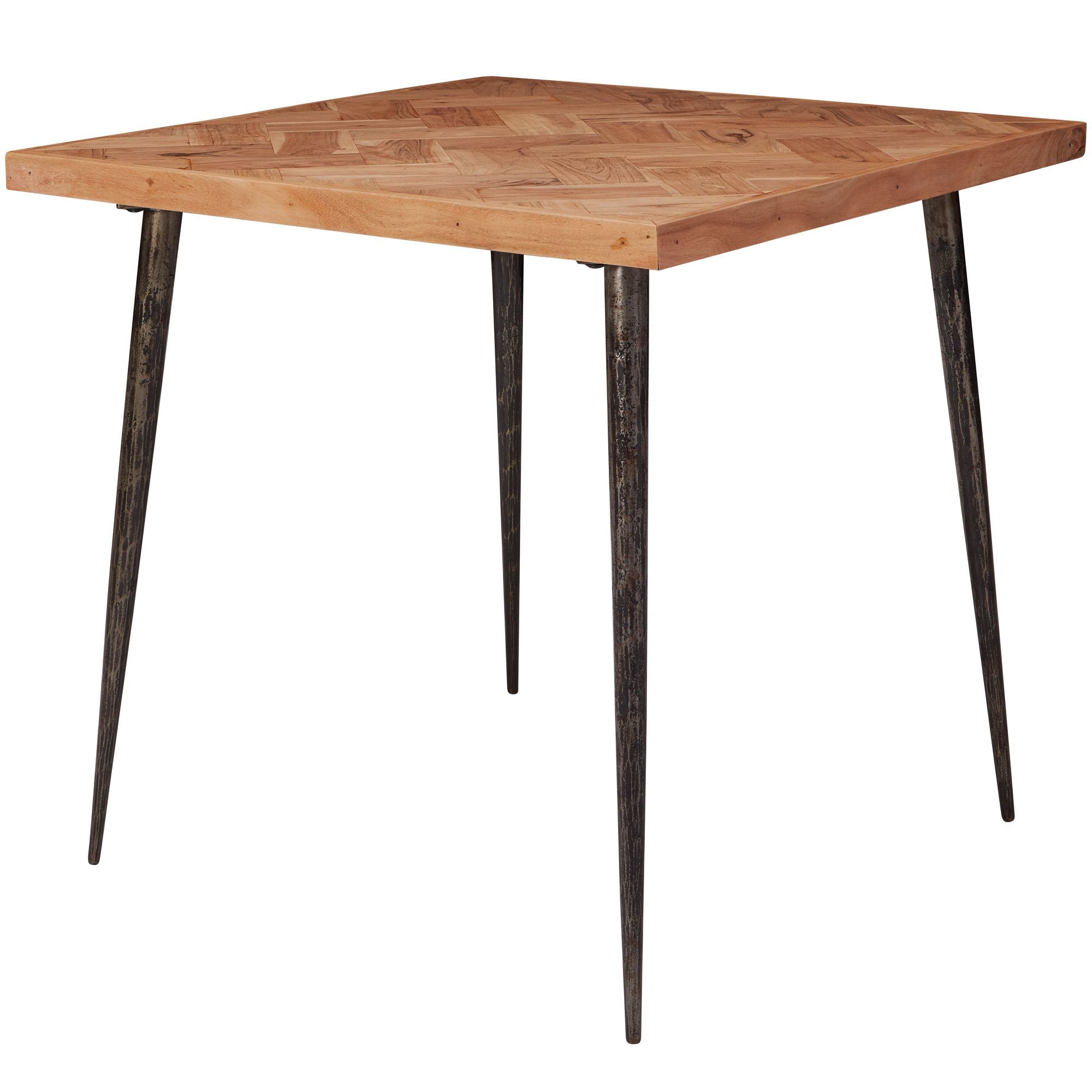 FineBuy Esstisch quadratisch 80 cm Akazie Massivholz für 4 Personen – Quadratischer Industrial Holztisch, Design Küchentisch massiv mit Metallbeinen, Esszimmertisch Holz Vintage Stil