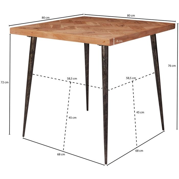 FineBuy Esstisch Holz Esszimmertisch Massiv Akazie Küchentisch Tisch Esszimmer – Maßzeichnung