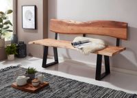 FineBuy Esszimmerbank 160cm Essbank mit Lehne Baumkante Sitzbank Bank Holz – Ansicht 2