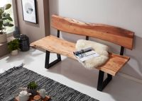FineBuy Esszimmerbank TREE 180cm Essbank mit Lehne Baumkante Sitzbank Bank Holz – Ansicht 4