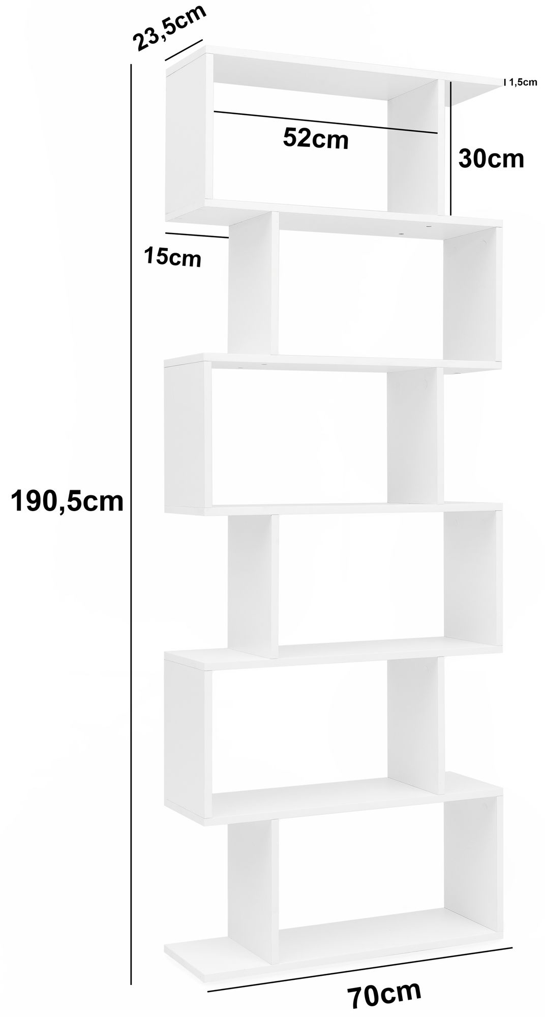 FineBuy Bücherregal FB51366 Standregal weiß Spanplatte Design Aufbewahrungsregal – Ansicht 3