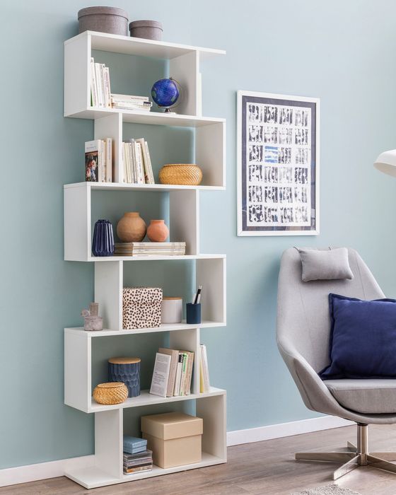 FineBuy Bücherregal FB51366 70 x 23,5 x 190,5 cm weiß, Standregal 6 Fächer, Kleine Design Kommode, Modernes Aktenregal Spanplatte freistehend, Aufbewahrungsregal offen 4250950286832