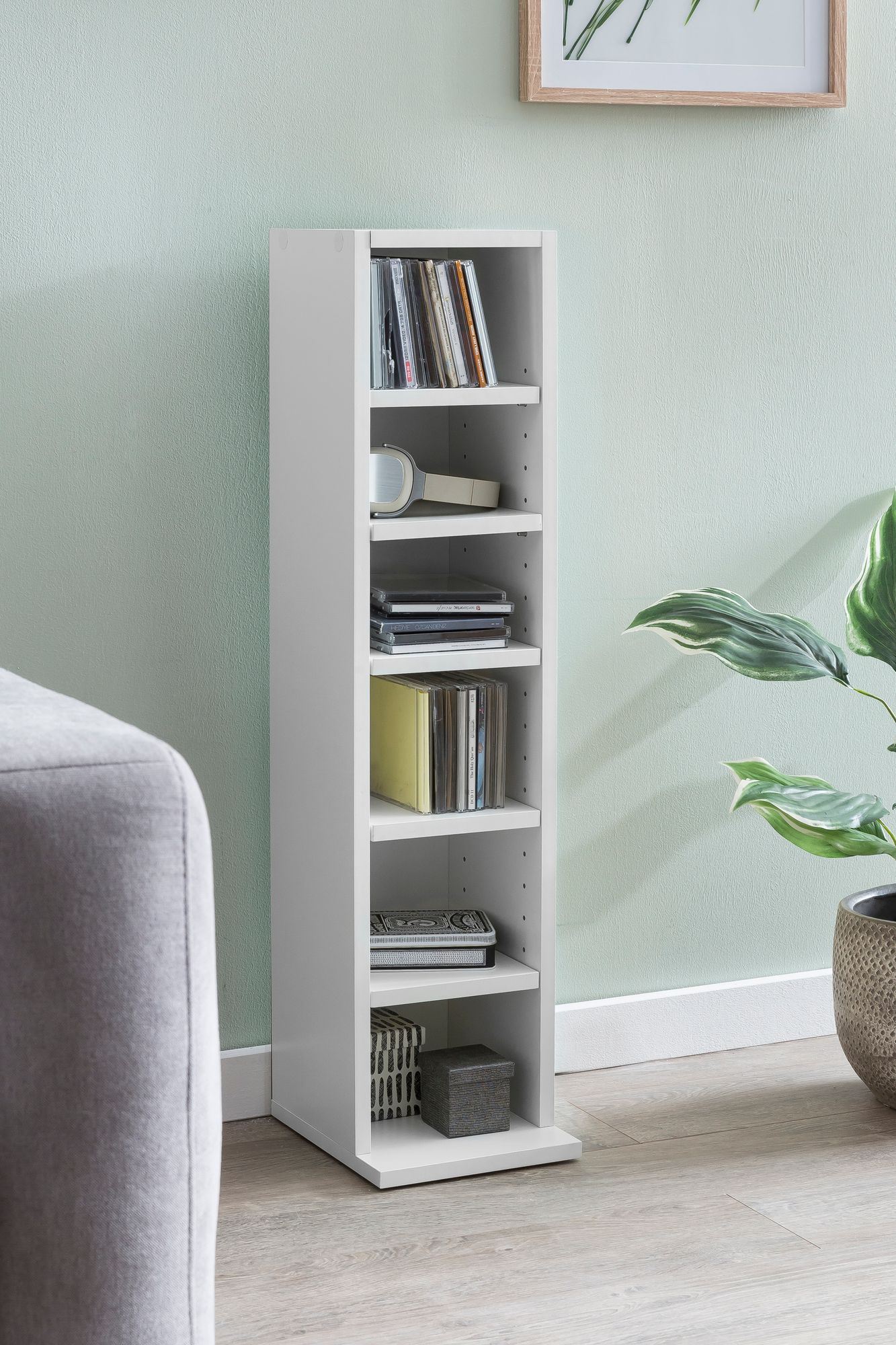 FineBuy Bücherregal SV51375 Standregal 21x91x25,5cm Wandregal 6 Fächer Holzregal – Ansicht 2