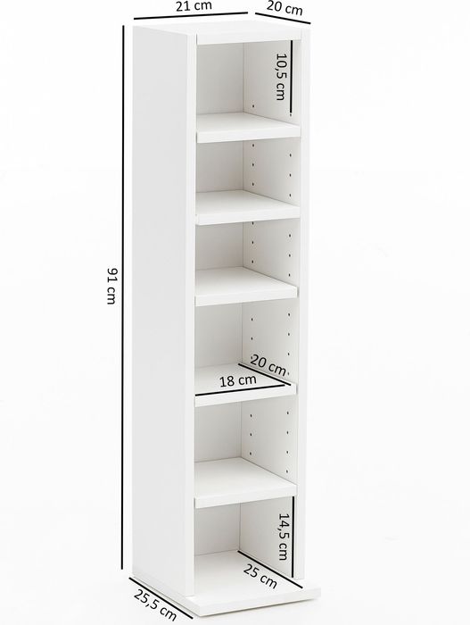 FineBuy Bücherregal SV51375 Standregal 21x91x25,5cm Wandregal 6 Fächer Holzregal – Maßzeichnung