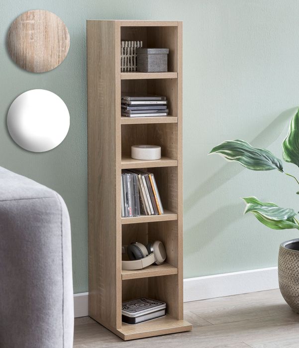 FineBuy Design Bücherregal SV51375 mit 6 Fächern 21 x 91 x 25,5 cm, Standregal Holz Regal Freistehend Flur, Schmales Wandregal Kinderzimmer, Nischenregal Modern 17725