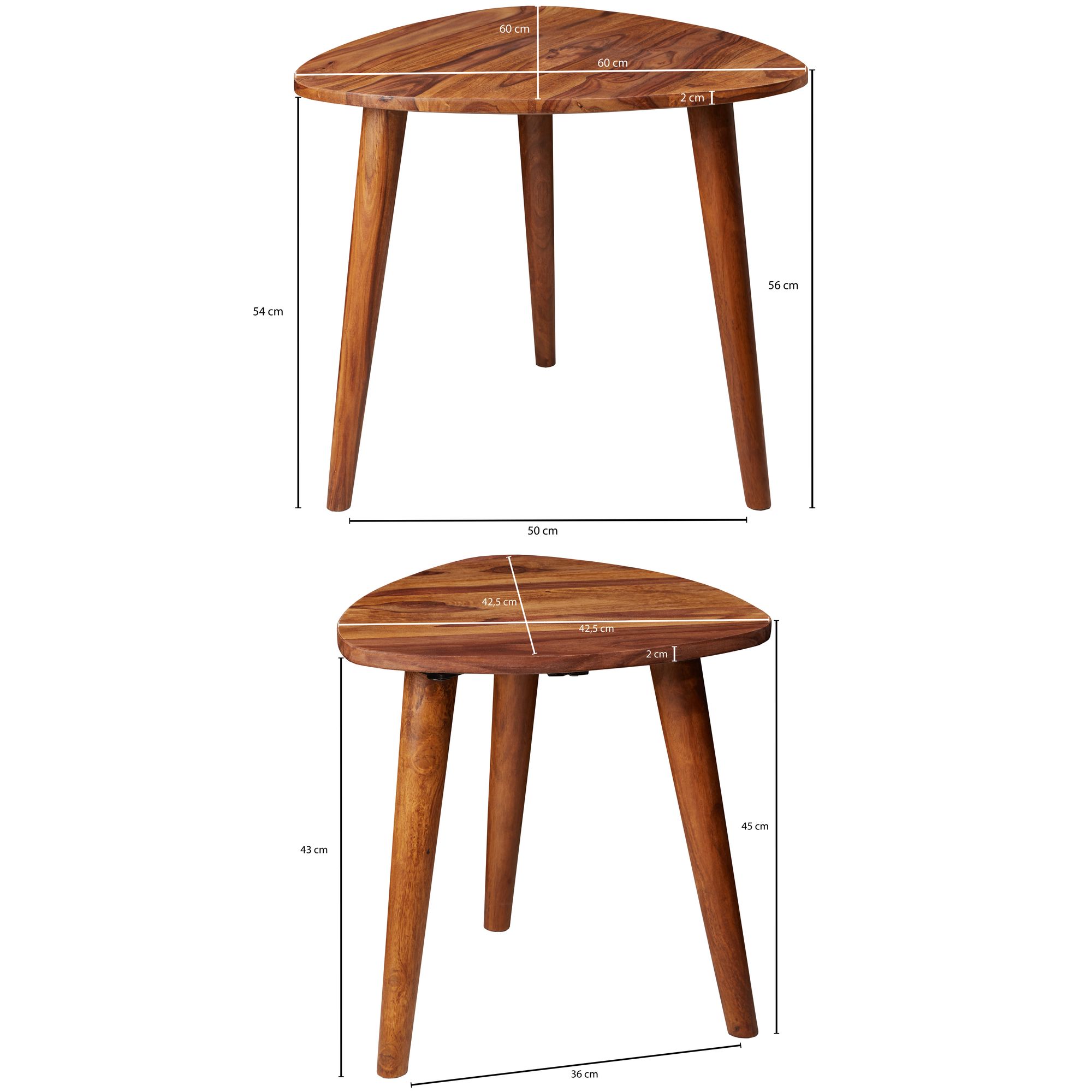 FineBuy 2er Set Beistelltisch Sheesham Holz Massiv Wohnzimmer Tisch Couchtisch – Ansicht 3