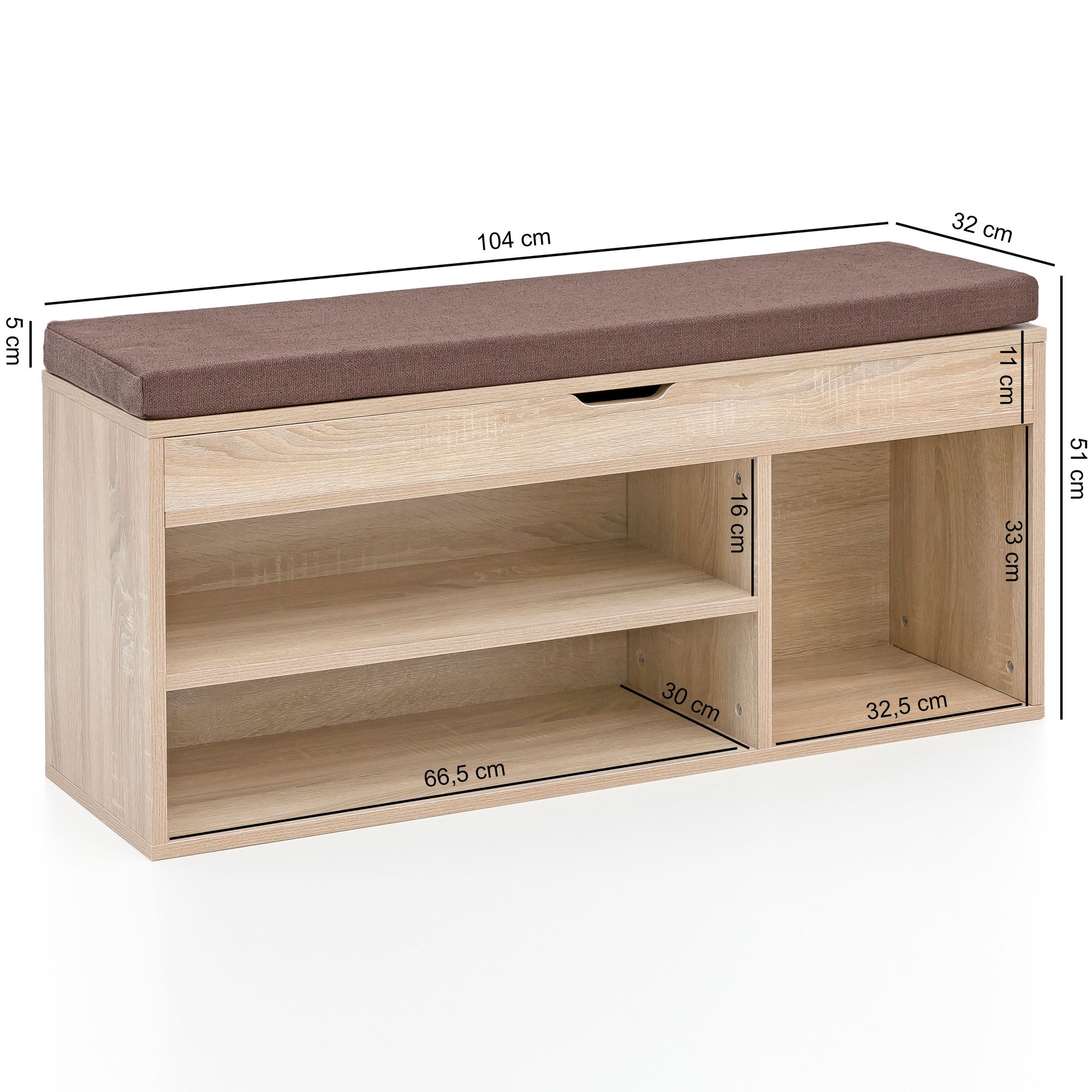 FineBuy Schuhbank 104x51x32 cm Garderobenbank Sitzbank Stoff Flurbank – Ansicht 3