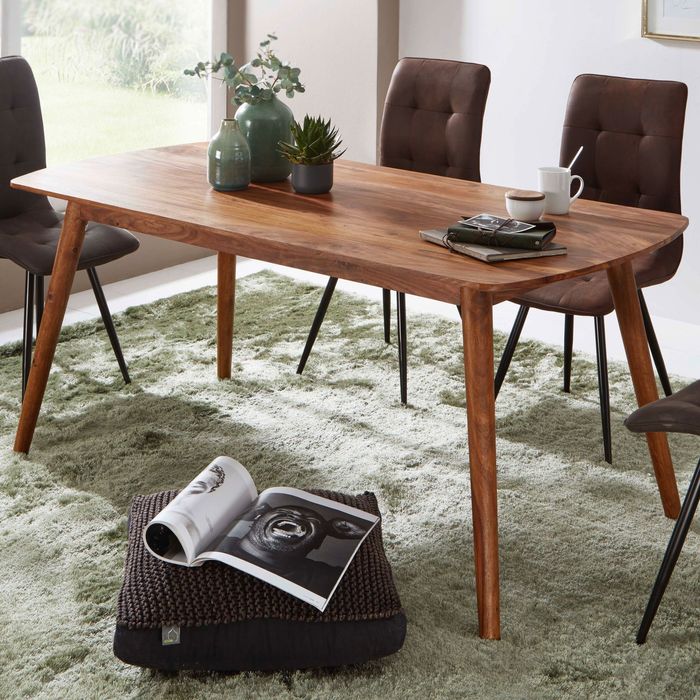 FineBuy Esszimmertisch SV51396 Sheesham Massivholz Tisch, Designer Küchentisch Holz, Massiver Holztisch rustikal, Speisetisch massives Echt-Holz modern 17752