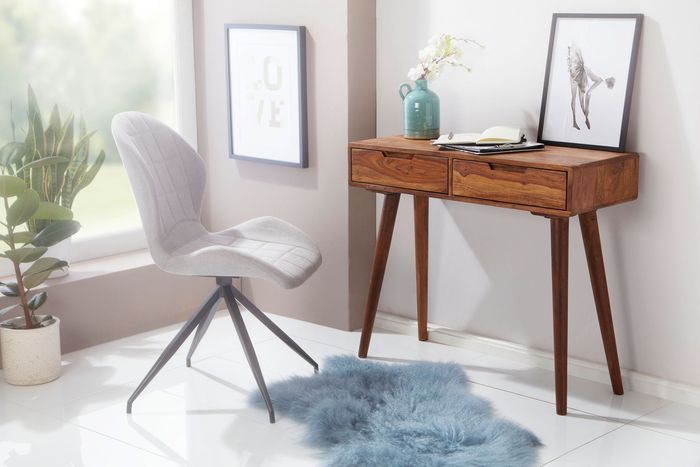 FineBuy Konsolentisch FB51402 90 x 76 x 36 cm Sheesham Massivholz mit Schubladen, Design Holz Anrichte Konsole massiv, Kleiner Landhaus Schreibtisch Flurtisch, Schminktisch Ablagetisch Natur 4250950287020