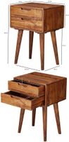 Nachttisch Sheesham Massivholz 2 Schubladen Nachtkästchen Nachtkonsole Retro – Ansicht 3
