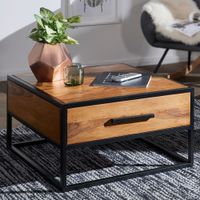 Couchtisch FineBuy Wohnzimmertisch Holz Massiv Sofatisch Tisch Schublade Braun – Ansicht 1