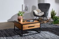 Couchtisch FineBuy Wohnzimmertisch Holz Massiv Sofatisch Tisch Schublade Braun – Ansicht 2