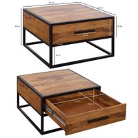 Couchtisch FineBuy Wohnzimmertisch Holz Massiv Sofatisch Tisch Schublade Braun – Ansicht 3