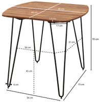 FineBuy Esszimmertisch Esstisch mit Metallbeinen Tisch Massivholz Holztisch – Ansicht 2
