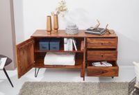 Massivholz Sideboard 145cm Sheesham Natur Kommode mit 2 Türen & 3 Schubladen modernes Design – Ansicht 2