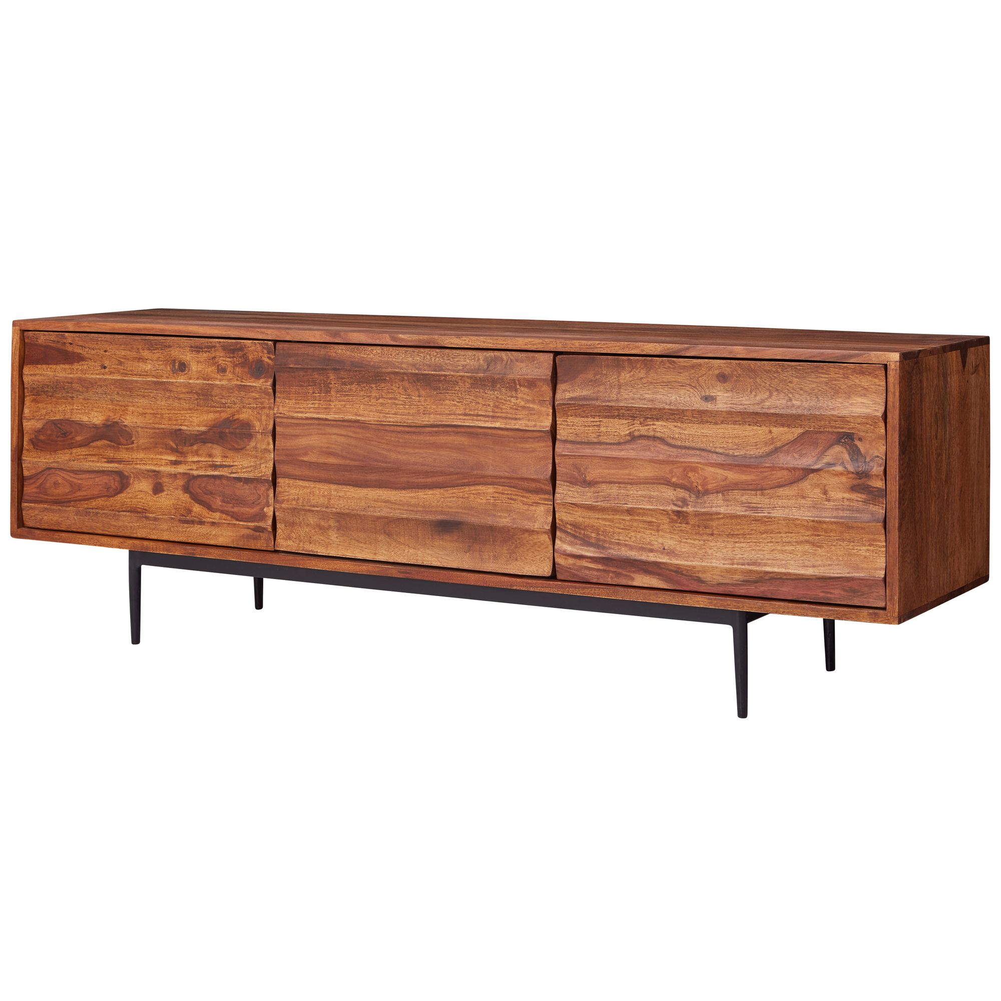 Massives TV-Board 150 cm Sheesham Massivholz Fernsehschrank mit 3 Türen Lowboard – Ansicht 6