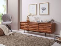 Massives TV-Board 150 cm Sheesham Massivholz Fernsehschrank mit 3 Türen Lowboard – Ansicht 4