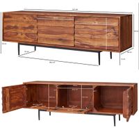 Massives TV-Board 150 cm Sheesham Massivholz Fernsehschrank mit 3 Türen Lowboard – Ansicht 3