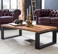FineBuy Couchtisch Holz Sofatisch mit Metallgestell Wohnzimmertisch Tisch – Ansicht 1
