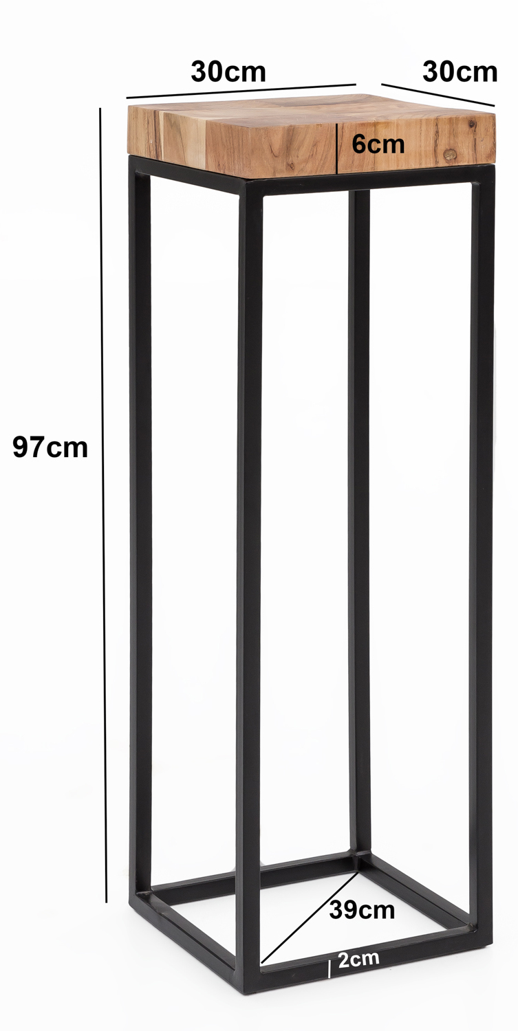 FineBuy Beistelltisch FB51448 Akazie Holz Metall Industrial Style Telefontisch – Ansicht 2