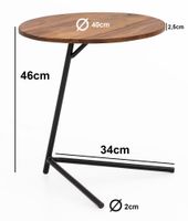 FineBuy Design Beistelltisch Ø 40 cm Couchtisch Sheesham Massivholz Metall – Ansicht 2