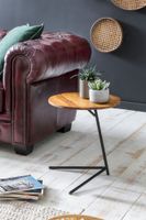 FineBuy Design Beistelltisch Ø 40 cm Couchtisch Sheesham Massivholz Metall – Ansicht 3