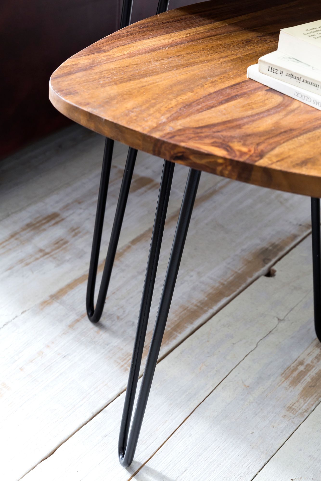 FineBuy 2er Set Beistelltisch FB51455 Sheesham Holz Metall Wohnzimmer Couchtisch – Ansicht 7