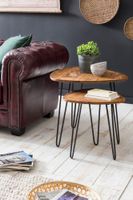 FineBuy 2er Set Beistelltisch FB51455 Sheesham Holz Metall Wohnzimmer Couchtisch – Ansicht 2
