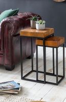 FineBuy 2er Set Beistelltisch FB51457 Sheesham Holz Metall Tisch Couchtisch – Ansicht 2