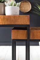 FineBuy 2er Set Beistelltisch FB51457 Sheesham Holz Metall Tisch Couchtisch – Ansicht 7