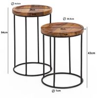 FineBuy 2er Set Beistelltische FB51458 Sheesham Holz Metall Tisch Couchtisch – Ansicht 3