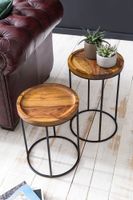 FineBuy 2er Set Beistelltische FB51458 Sheesham Holz Metall Tisch Couchtisch – Ansicht 5