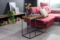 FineBuy Beistelltisch Sheesham massiv Holz Tabletttisch Abstelltisch Holz Metall – Ansicht 2