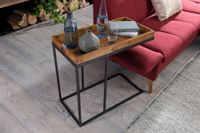 FineBuy Beistelltisch Sheesham massiv Holz Tabletttisch Abstelltisch Holz Metall – Ansicht 4