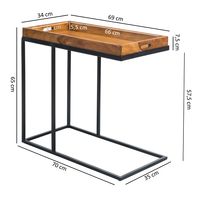 FineBuy Beistelltisch Sheesham massiv Holz Tabletttisch Abstelltisch Holz Metall – Ansicht 3