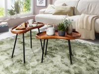 FineBuy Couchtisch SV51466 Sheesham Tisch mit Metallbeinen Retro Sofatisch klein – Ansicht 6