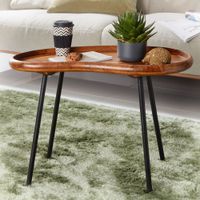 FineBuy Couchtisch SV51466 Sheesham Tisch mit Metallbeinen Retro Sofatisch klein – Ansicht 1