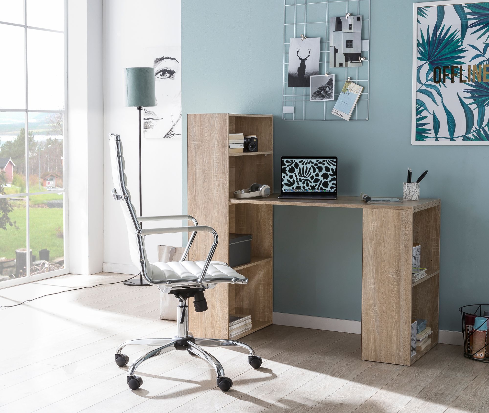 FineBuy Schreibtisch mit Regal 120x120x53 cm Holz Modern Bürotisch PC Tisch – Ansicht 2