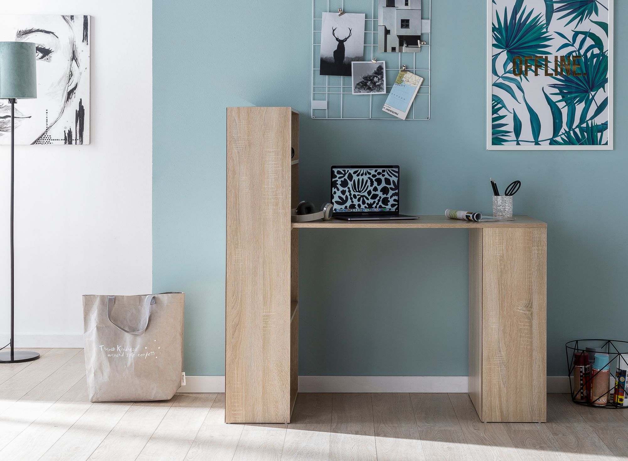 FineBuy Schreibtisch mit Regal 120x120x53 cm Holz Modern Bürotisch PC Tisch – Ansicht 4