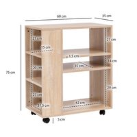 FineBuy Regal Weiß Rollwagen 60x75x35 cm Regalwagen mit Rollen Beistelltisch – Ansicht 3