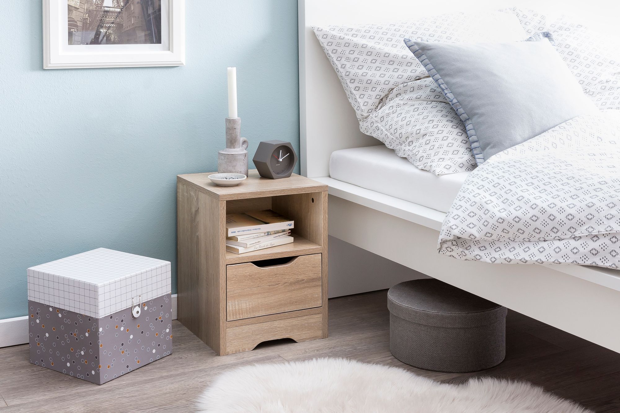 FineBuy Nachtkonsole Holz 31x43x31 cm Nachttisch Nachtkommode Schlafzimmer – Ansicht 2