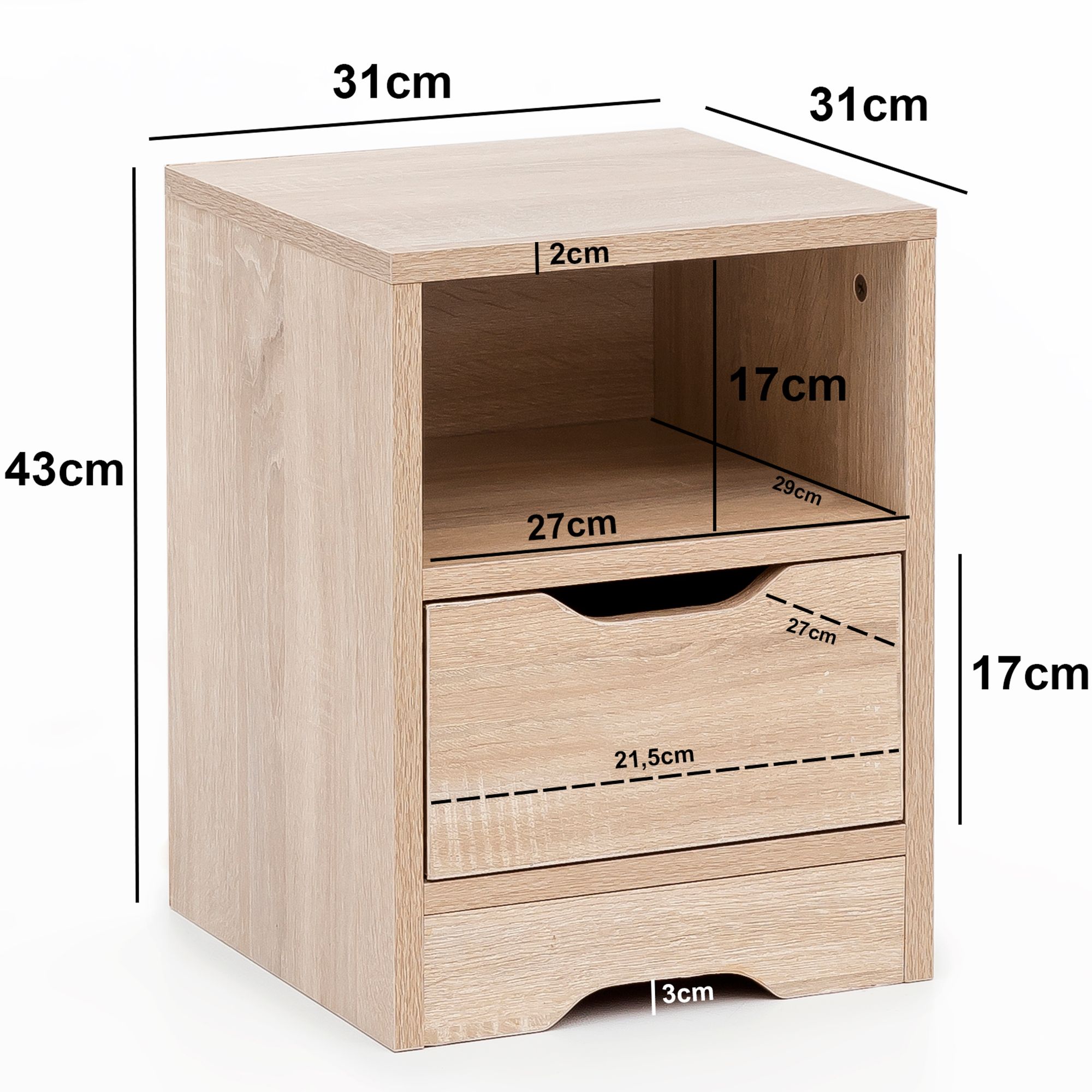 FineBuy Nachtkonsole Holz 31x43x31 cm Nachttisch Nachtkommode Schlafzimmer – Ansicht 3