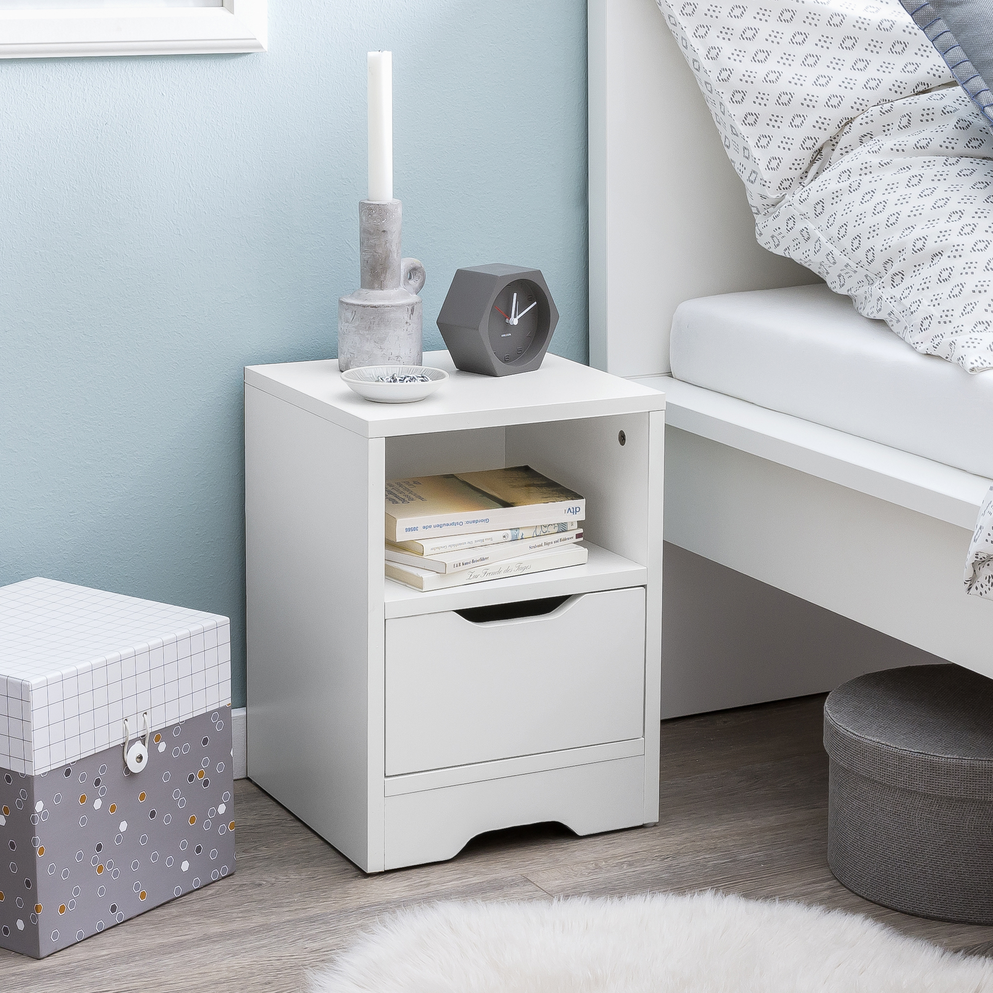 FineBuy Nachtkonsole Holz 31x43x31 cm Nachttisch Nachtkommode Schlafzimmer – Ansicht 1