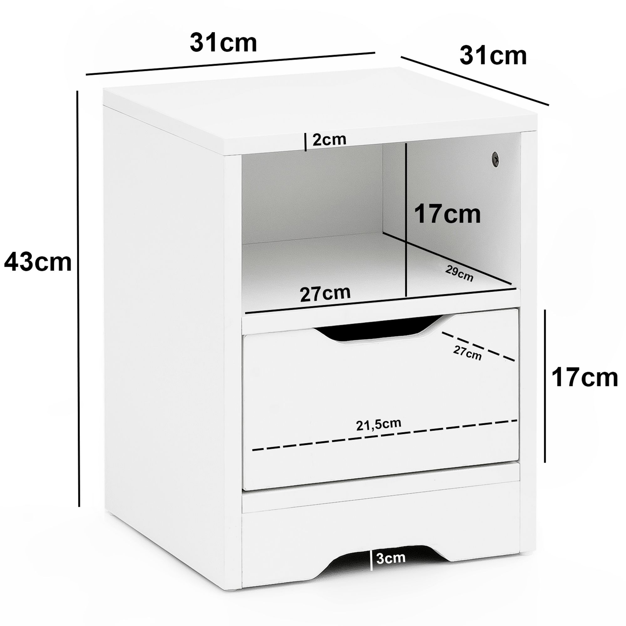 FineBuy Nachtkonsole Holz 31x43x31 cm Nachttisch Nachtkommode Schlafzimmer – Ansicht 3