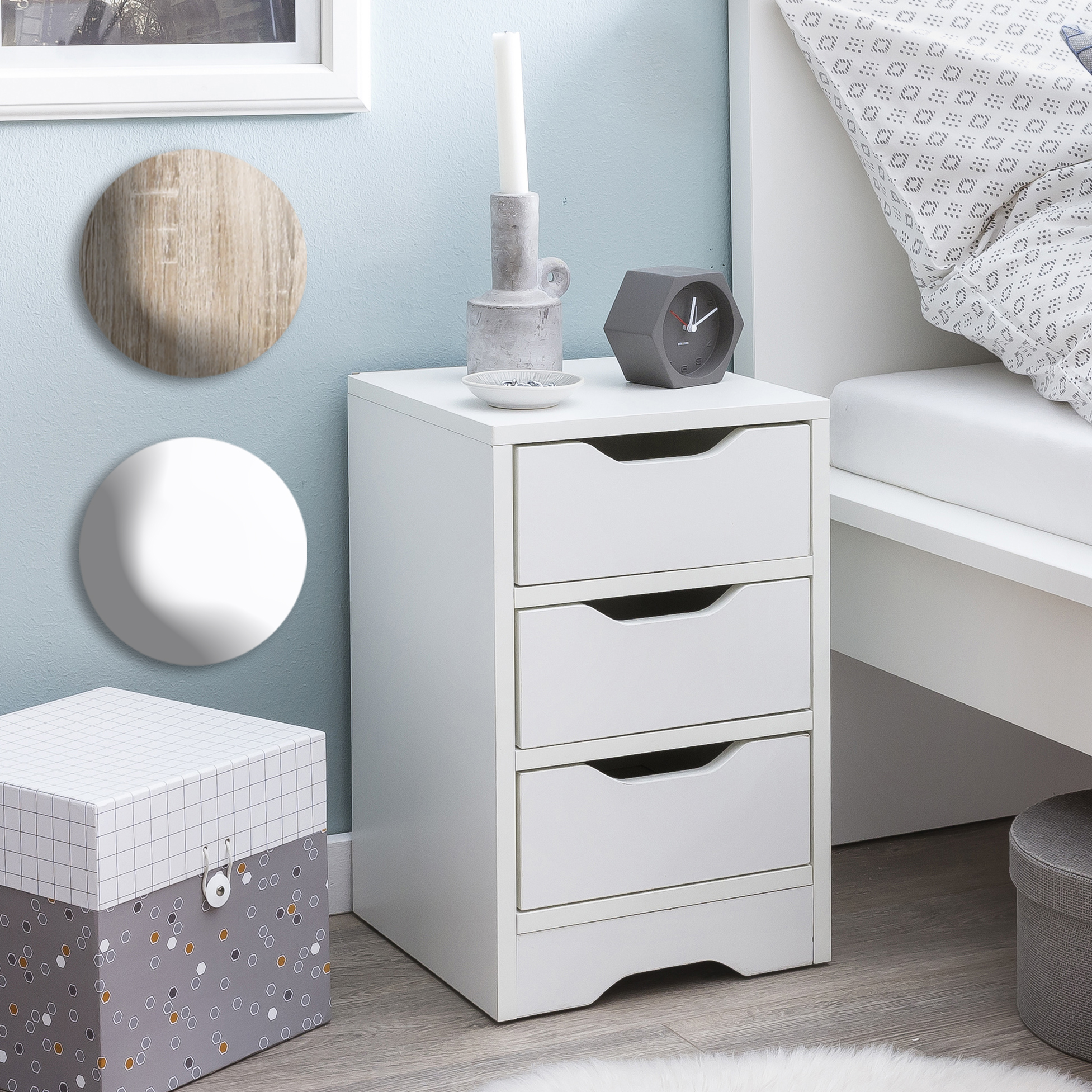 FineBuy Nachtkonsole 31x49x31 cm Matt mit 3 Schubladen, Nachtkommode mit Stauraum, Nachttisch Schlicht Modern, Nachtschränkchen Klein, Bettkommode Schlafzimmer | Farbe: Grau FineBuy Nachtkonsole 31x49x31 cm Matt mit 3 Schubladen, Nachtkommode mit Stauraum, Nachttisch Schlicht Modern, Nachtschränkchen Klein, Bettkommode Schlafzimmer | Farbe: Grau