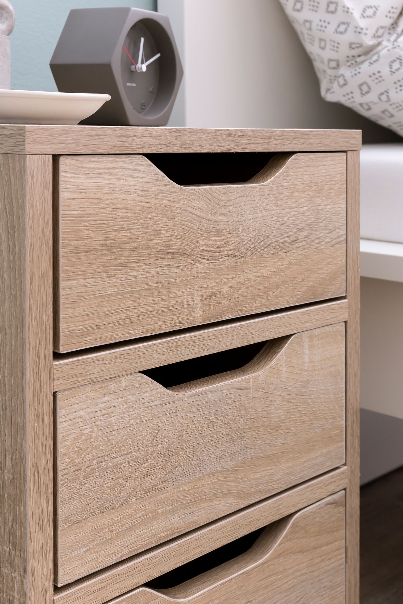 Nachtkonsole Nachtkommode Nachtschrank Nachttisch Nachtkästchen 3 Schubladen – Ansicht 6