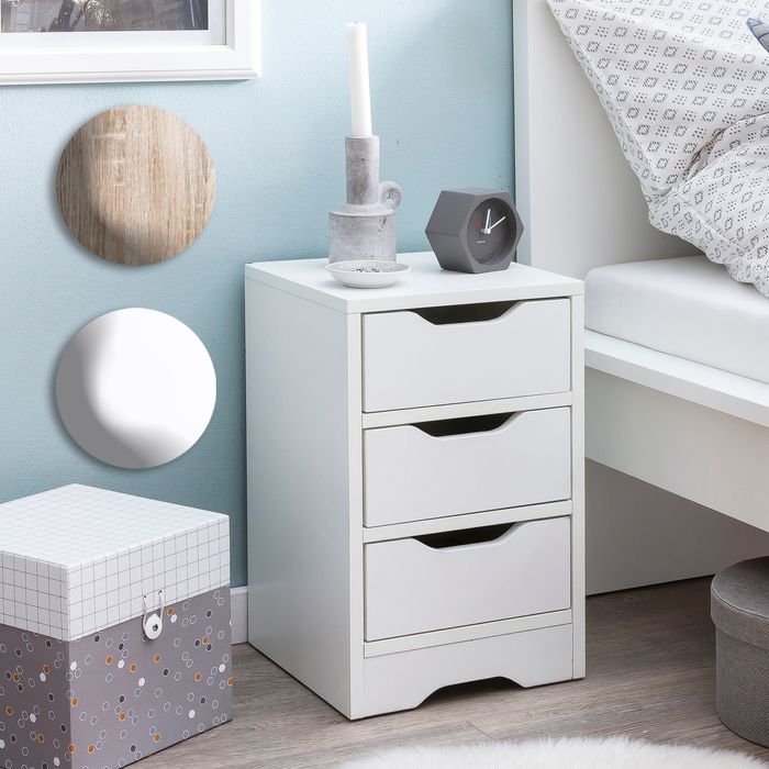 FineBuy Nachtkonsole 31x49x31 cm Matt mit 3 Schubladen, Nachtkommode mit Stauraum, Nachttisch Schlicht Modern, Nachtschränkchen Klein, Bettkommode Schlafzimmer 17850
